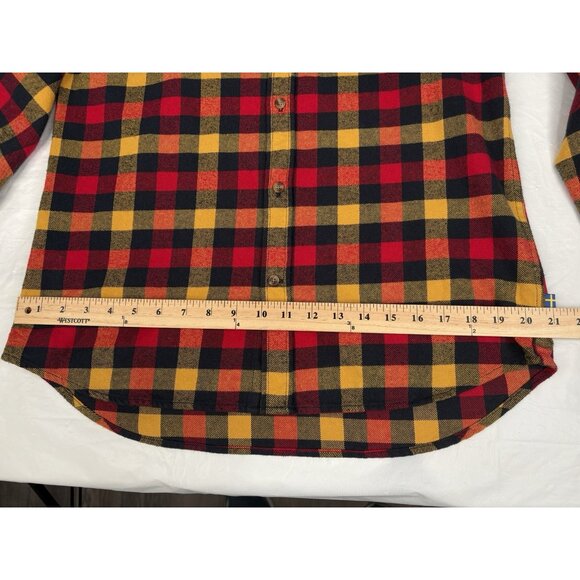 Fjallraven Skog Flannel Shirt Men’s Large Slim Fit Button Down Yellow Red Plaid - Picture 12 of 15